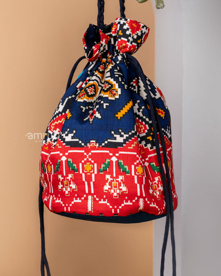 Dark Blue Silk Potli Bag for Women