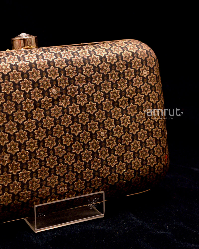Dark Brown Handicraft Beautiful Bling Box Clutch Bag Purse – AMRUT