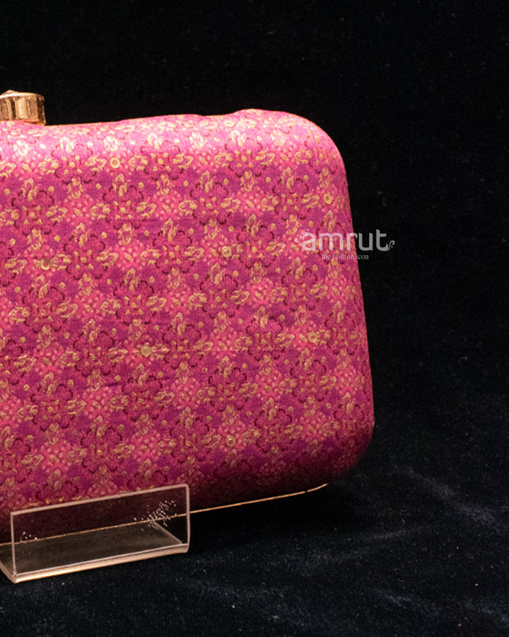 Dark Pink Handicraft Beautiful Bling Box Clutch Bag Purse