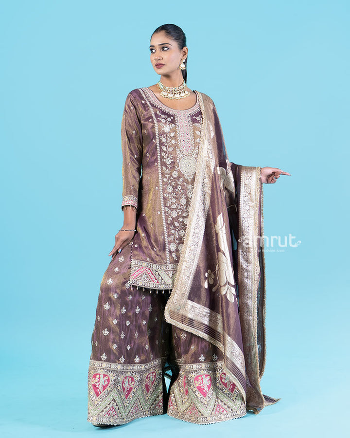 Deep Purplish-Gray Embroidered Salwar Kameez with Dupatta 05