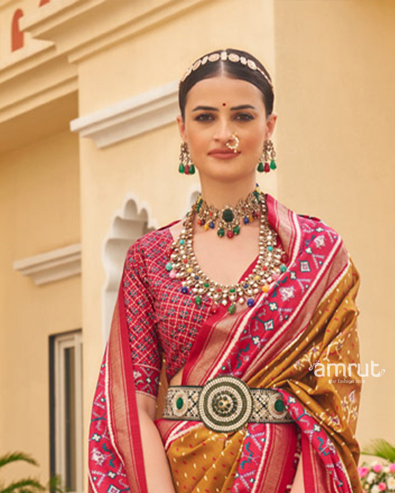 Faded Orange Cotton Silk Saree With Unstitched Blouse