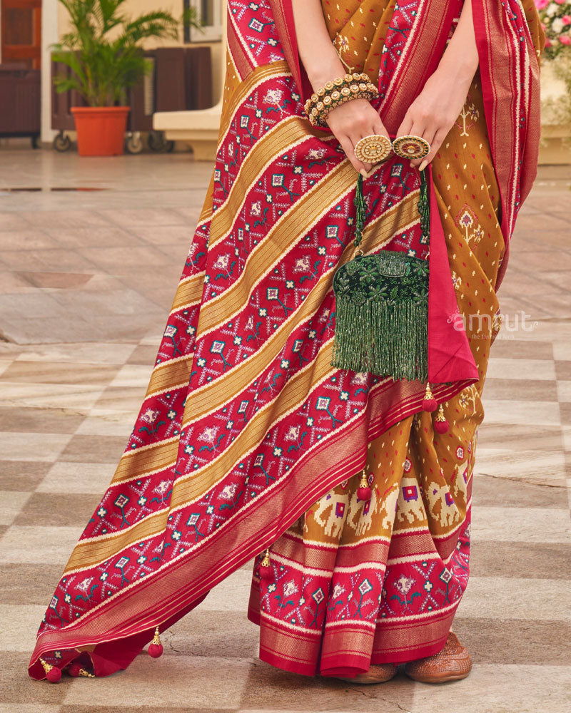 Faded Orange Cotton Silk Saree With Unstitched Blouse