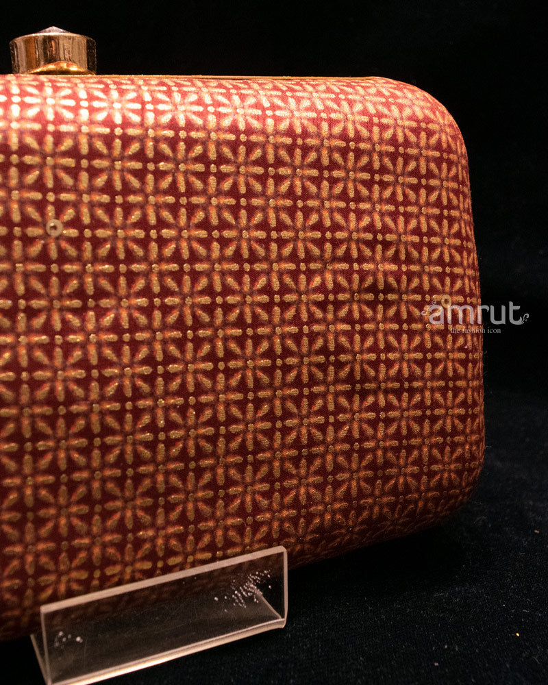 Dull Red Handicraft Beautiful Bling Box Clutch Bag Purse