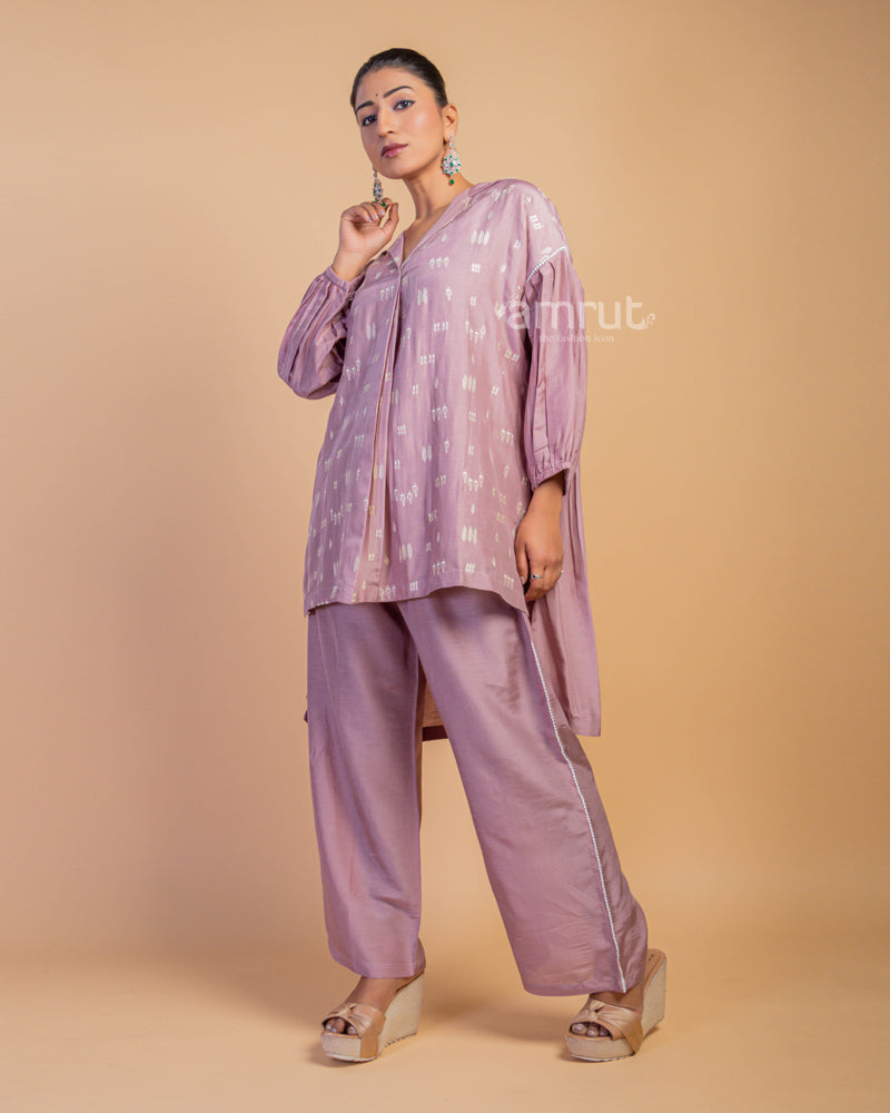 Dusky Purple Co-ord Set for Party Session in Cotton Silk