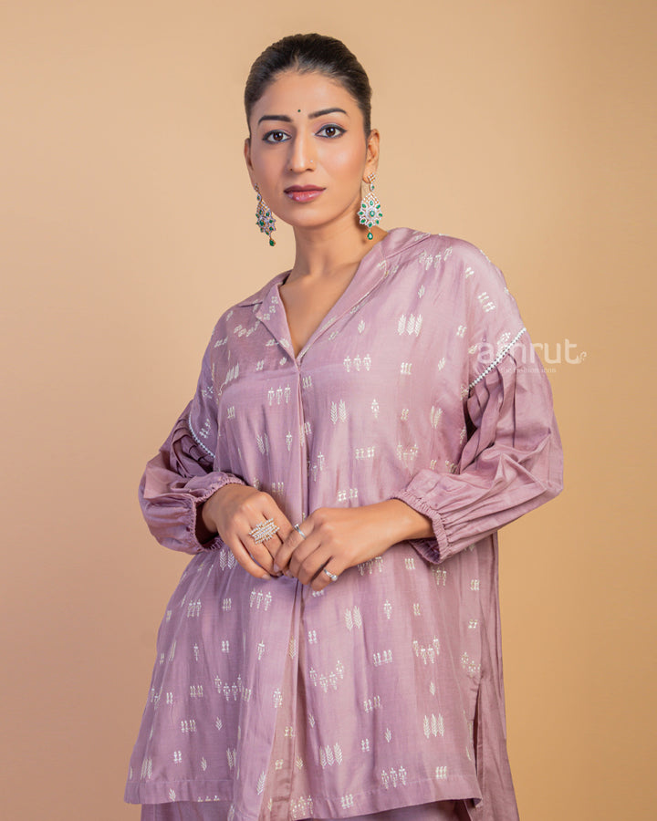 Dusky Purple Co-ord Set for Party Session in Cotton Silk