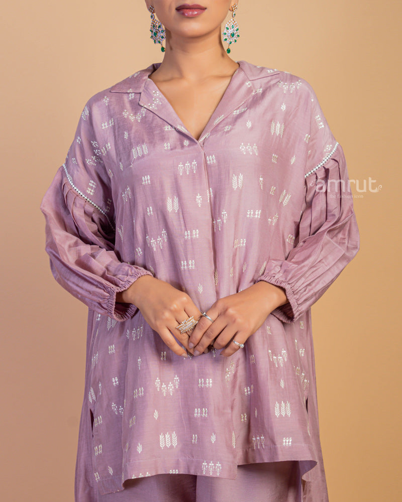 Dusky Purple Co-ord Set for Party Session in Cotton Silk