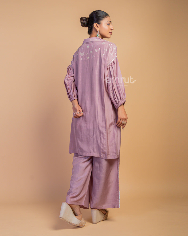 Dusky Purple Co-ord Set for Party Session in Cotton Silk