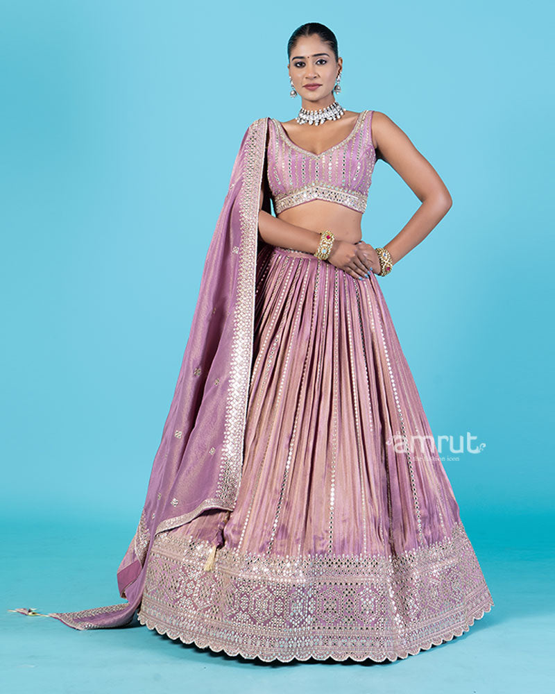 Dusty Rose Embellished Lehenga Choli with Matching Dupatta 01