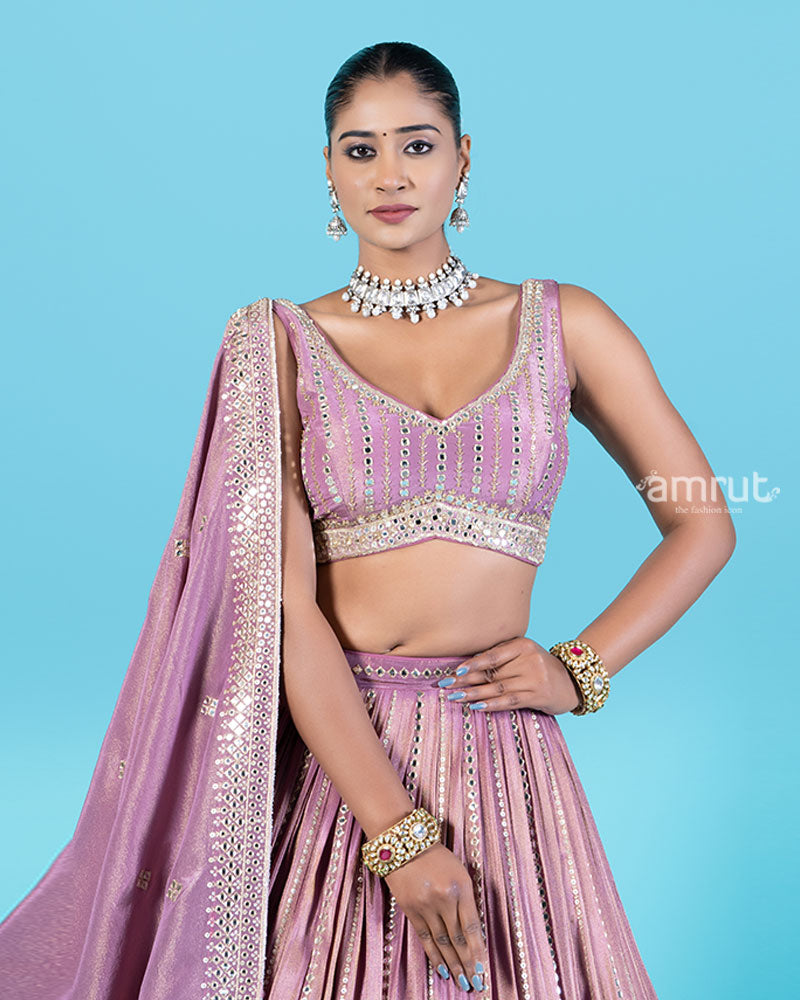Dusty Rose Embellished Lehenga Choli with Matching Dupatta 02