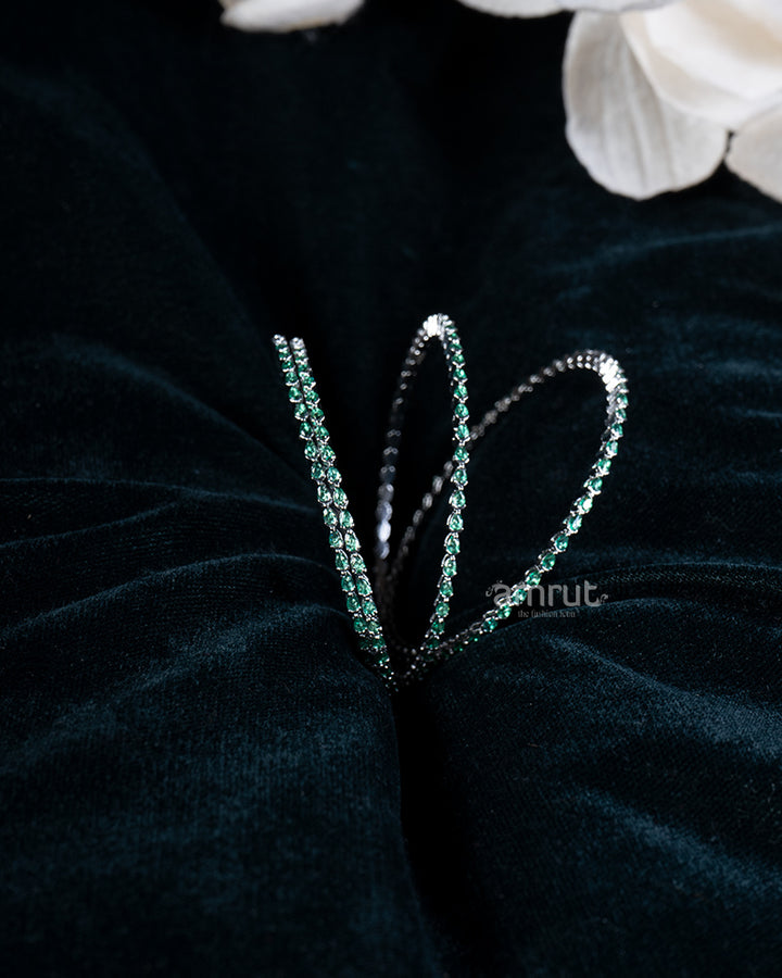 Emerald Green Stone Four Bangle Set 01
