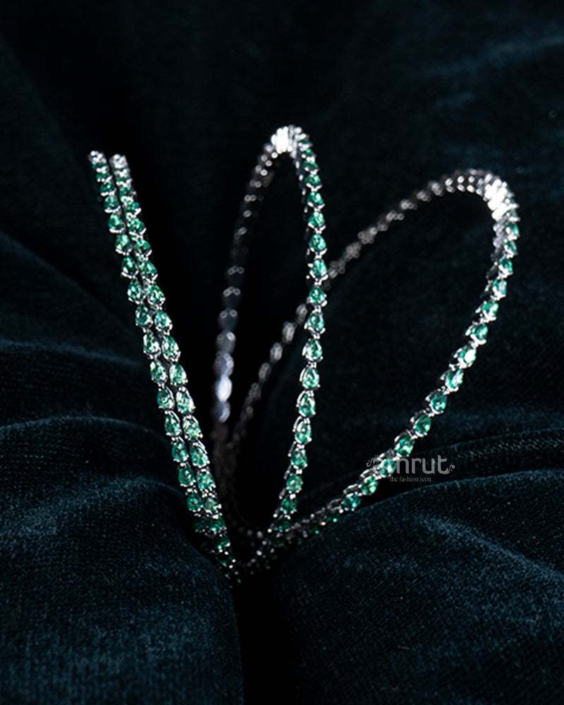 Emerald Green Stone Four Bangle Set 02