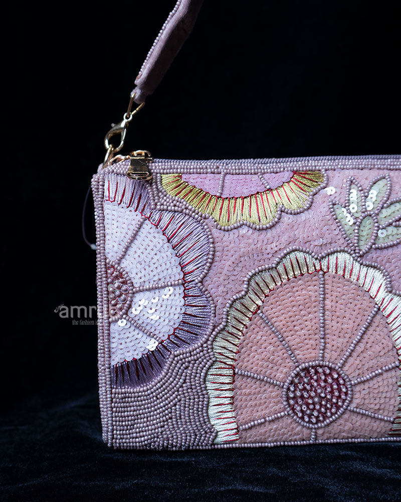 Floral Beaded Lavender-Purple Purse 02