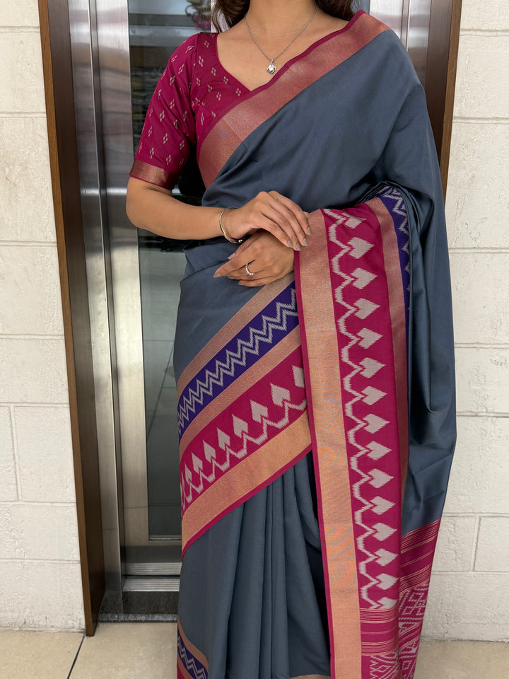 Elegant Patola Silk Saree with Unstitched Blouse and Exquisite Weaving
