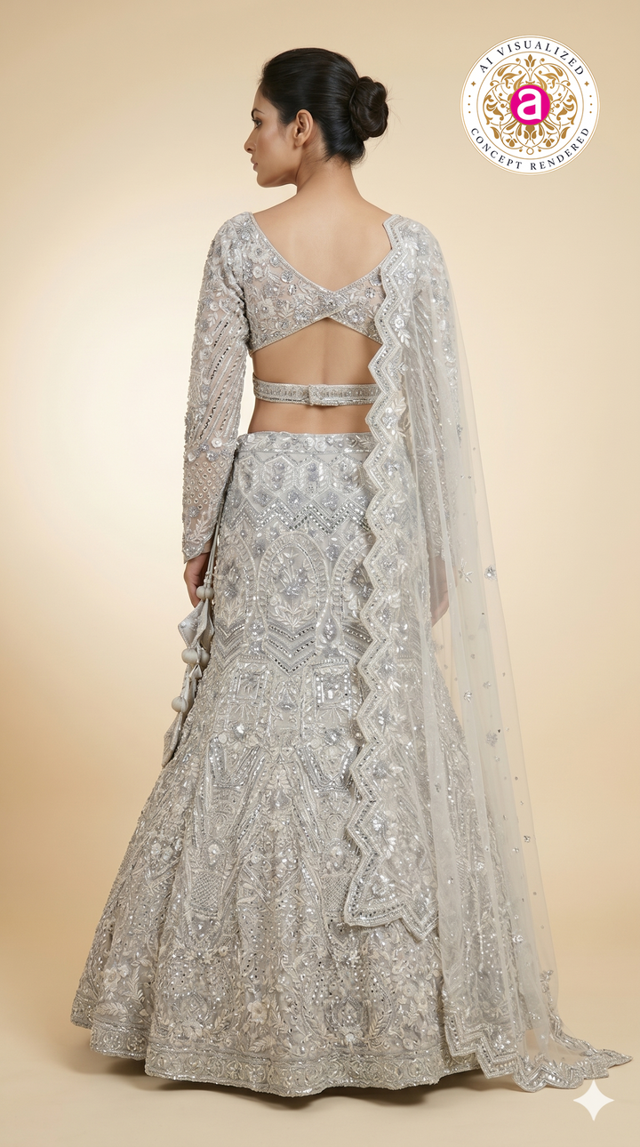 Ivory White Heavy Embroidered Designer Lehenga Set