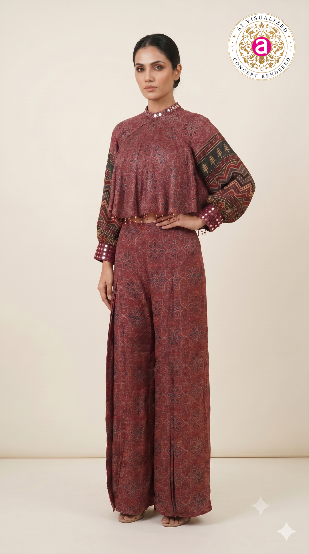 Rust Red Heritage Printed Co-Ord Palazzo Set