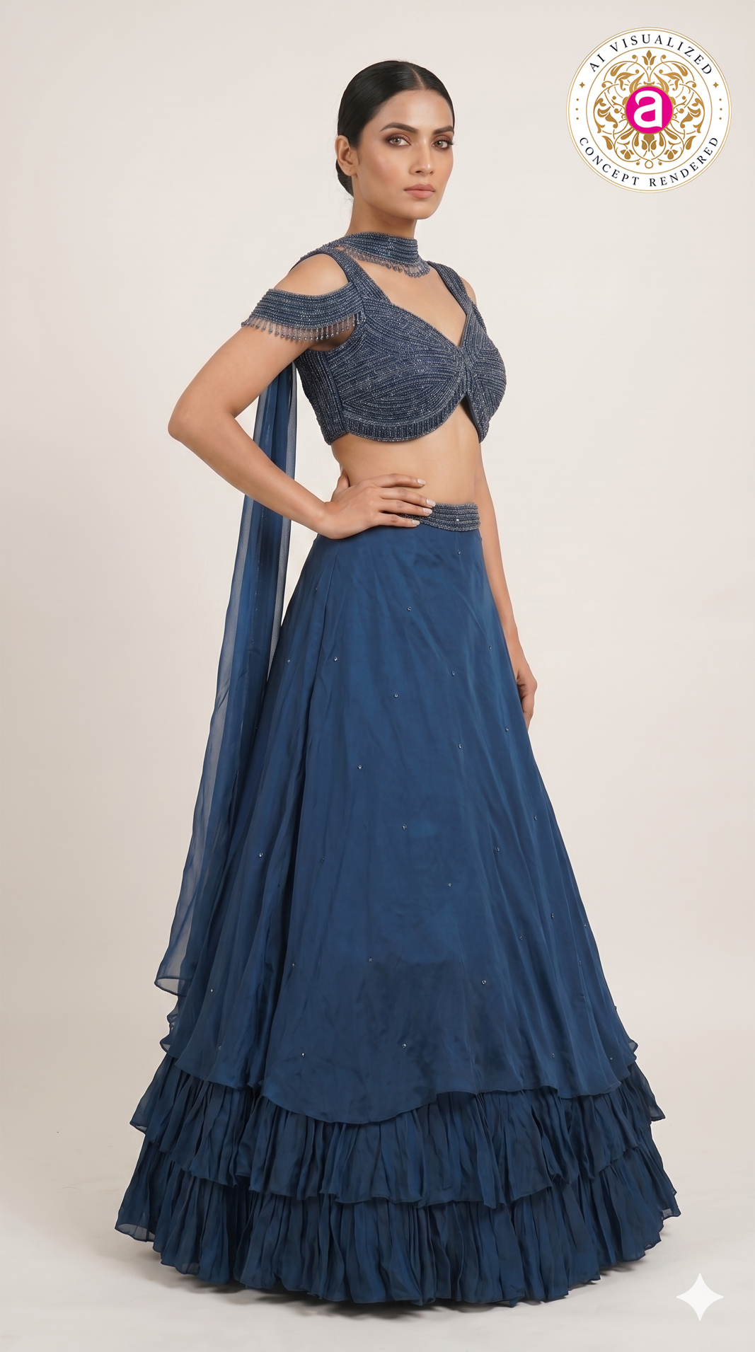 Navy Blue Designer Party Wear Lehenga Set