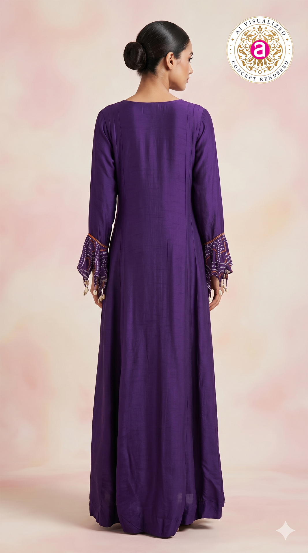 Royal Purple Embroidered Pleated Anarkali Gown