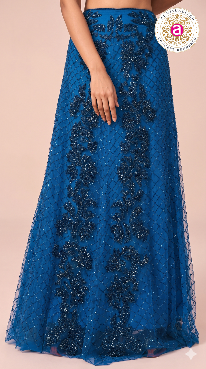 Royal Blue Embellished Designer Lehenga Set