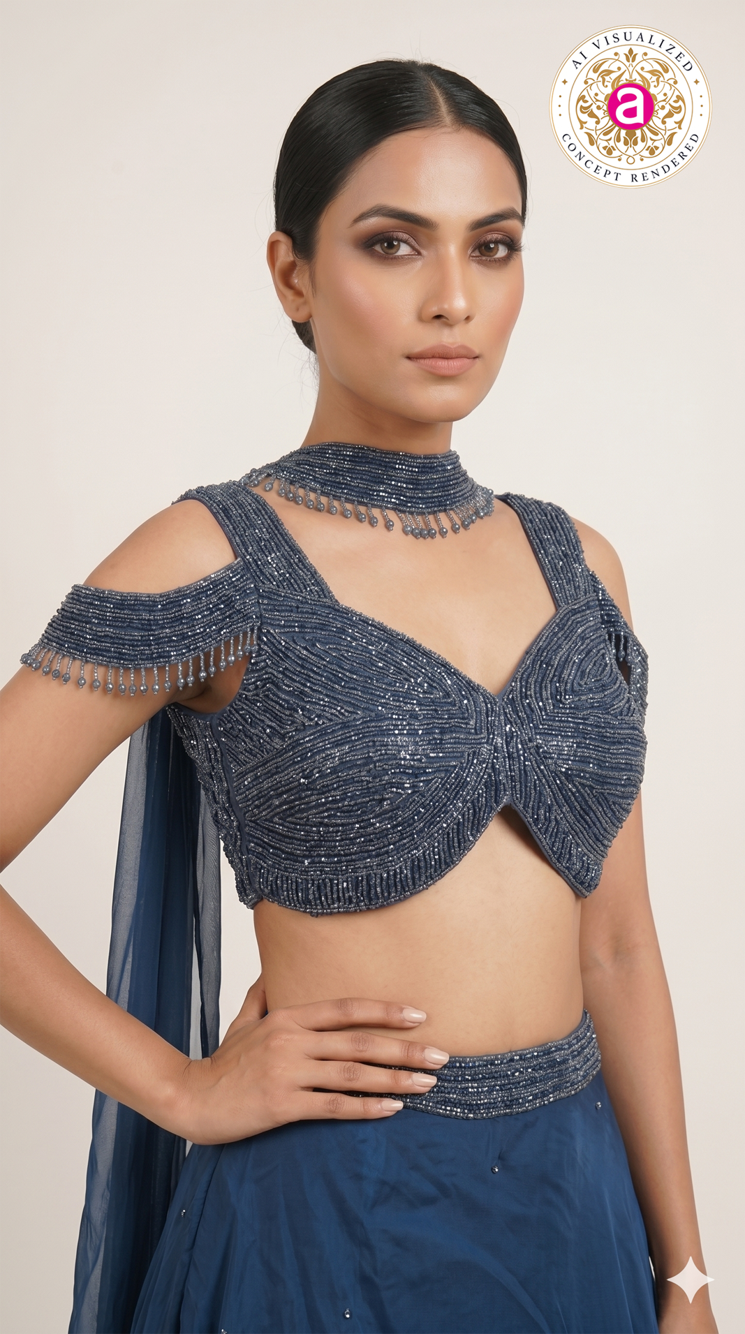 Navy Blue Designer Party Wear Lehenga Set