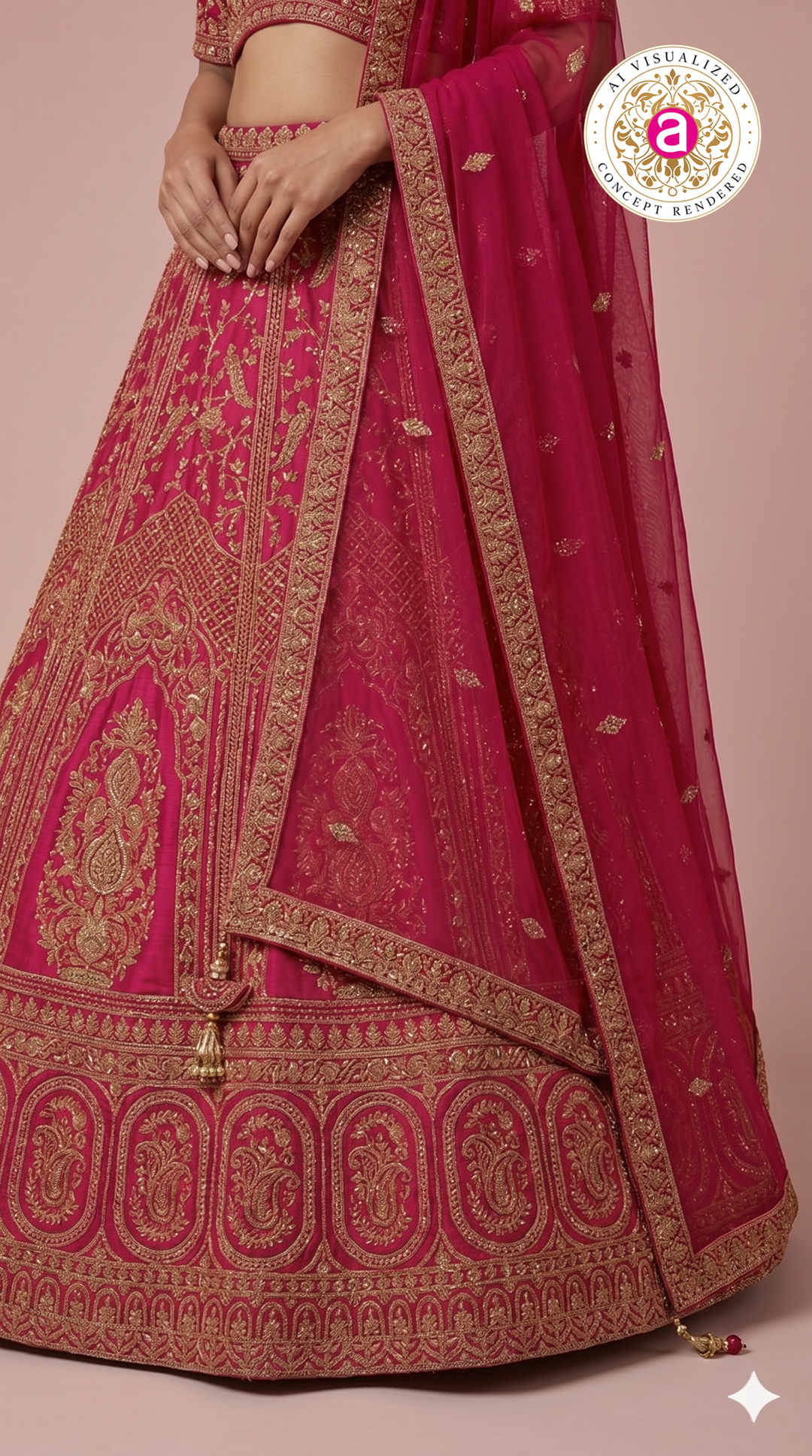 Rani Pink Bridal Lehenga Set with Royal Zari Embroidery & Designer Dupatta