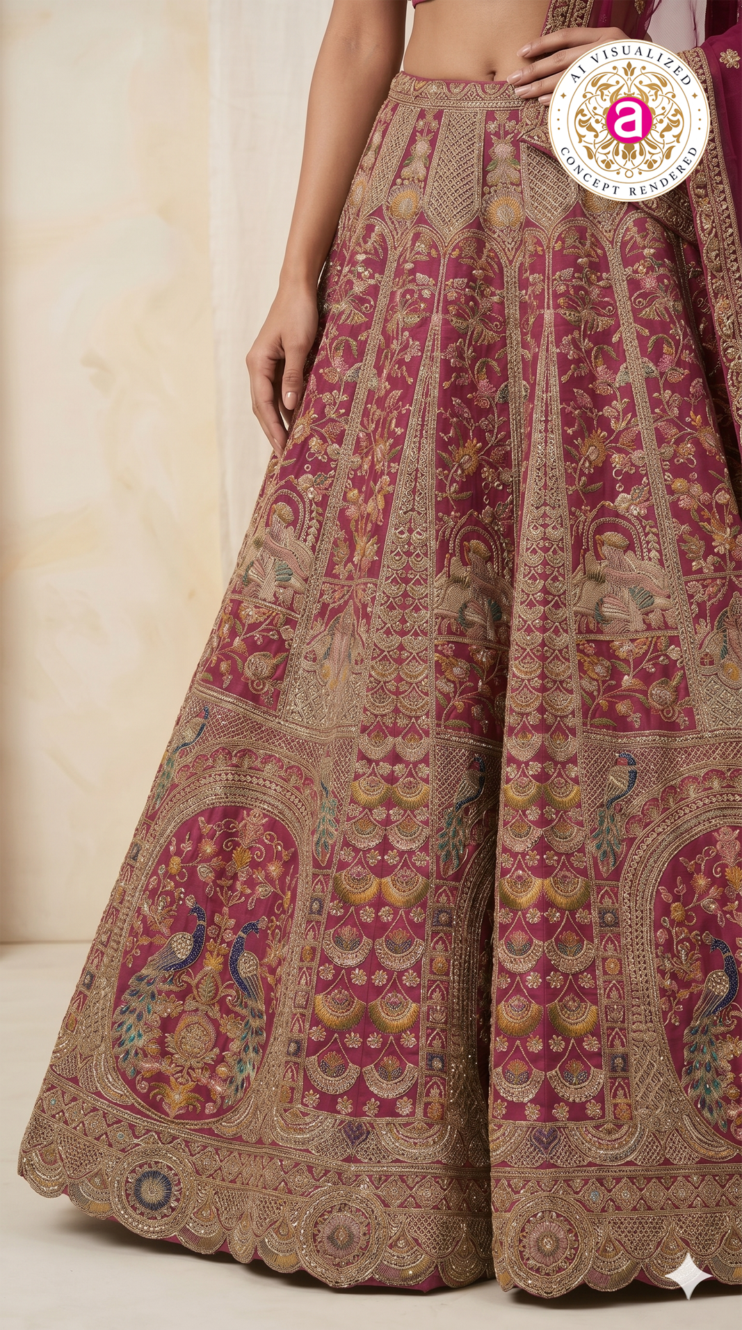 Royal Fuchsia Pink Bridal Lehenga Set with Peacock Motifs & Heritage Zari Embroidery