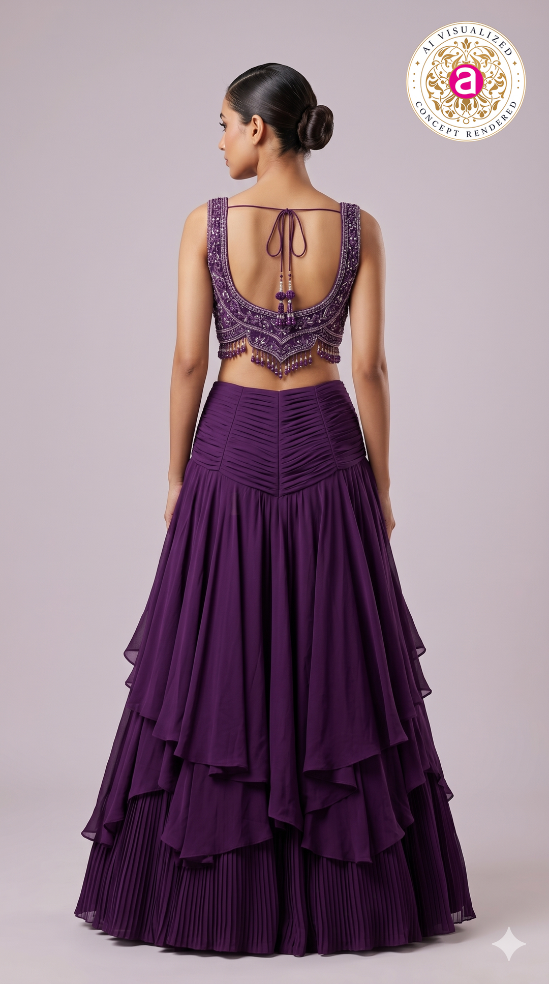 Wine Purple Designer Party Wear Mermaid Lehenga Set