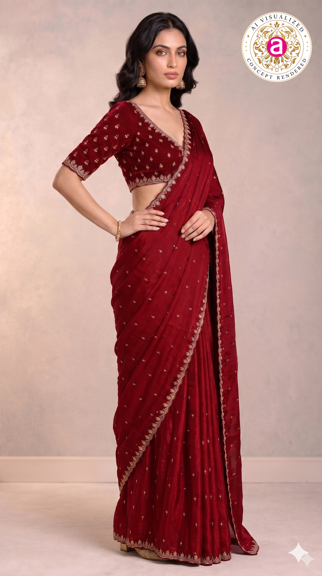 Wine Red Handwork Saree with Designer Handwork Blouse