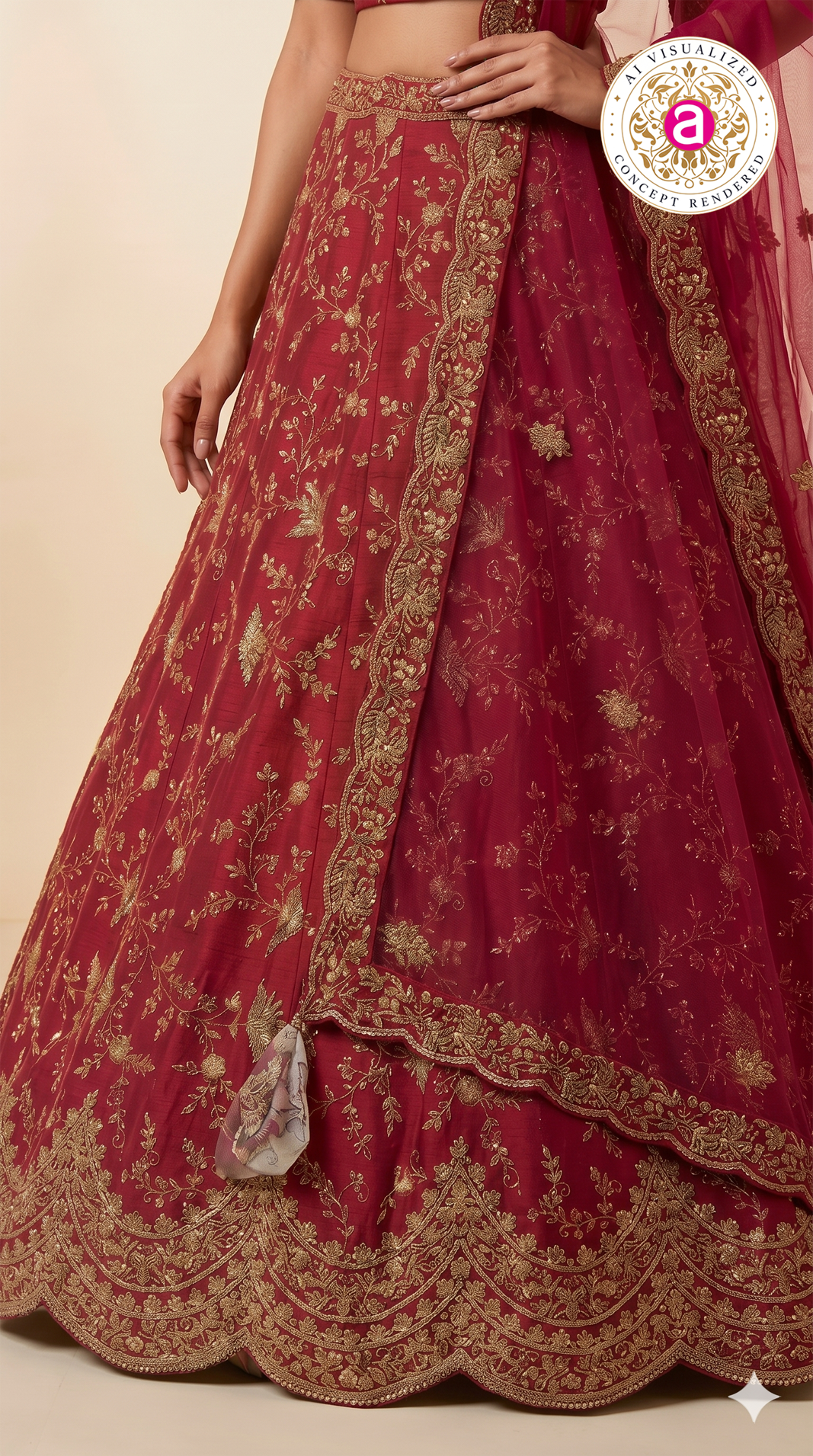 Royal Wine Embroidered Silk Lehenga Set with Designer Net Dupatta