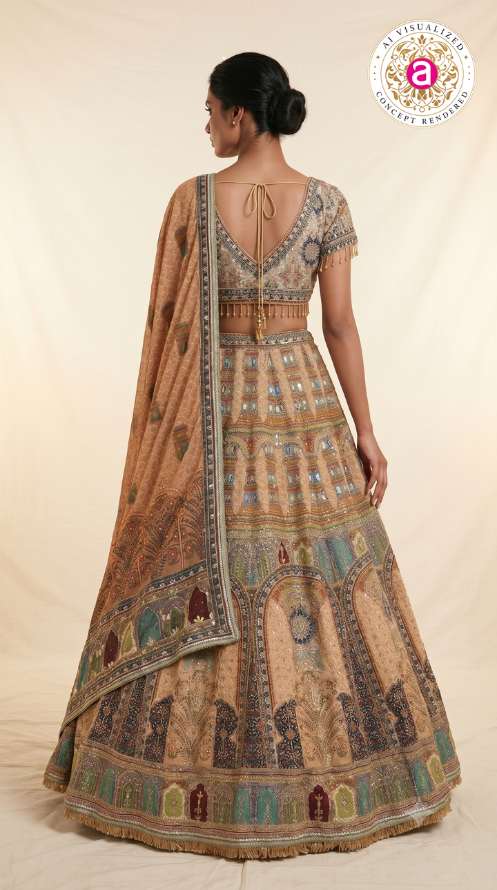 Heritage Palace Art Embroidered Designer Lehenga Set