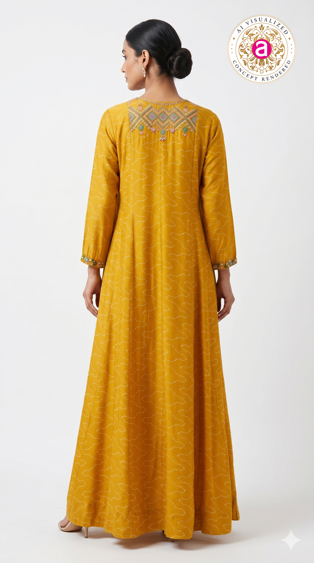 Mustard Yellow Embroidered Anarkali Gown