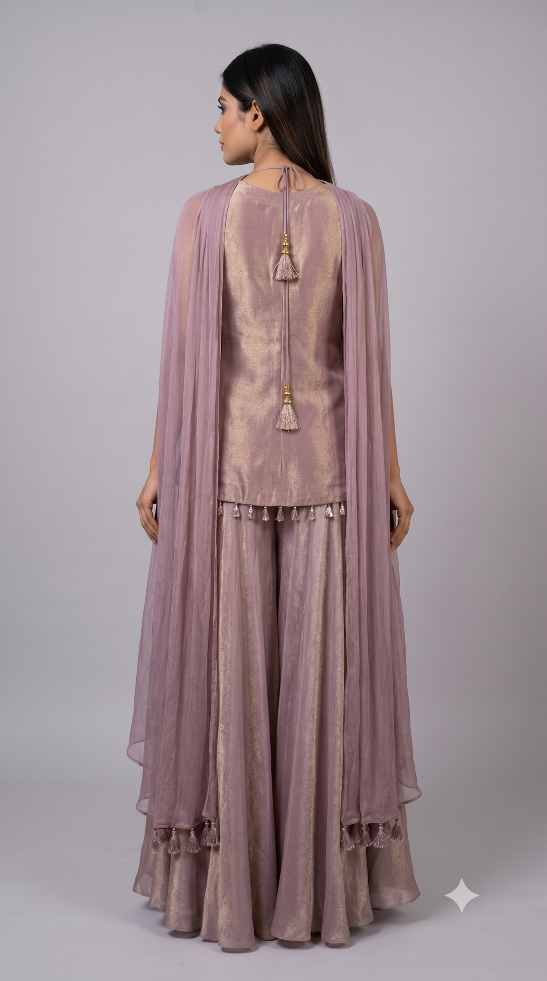 Dusty Mauve Sequined Cape Style Palazzo Set
