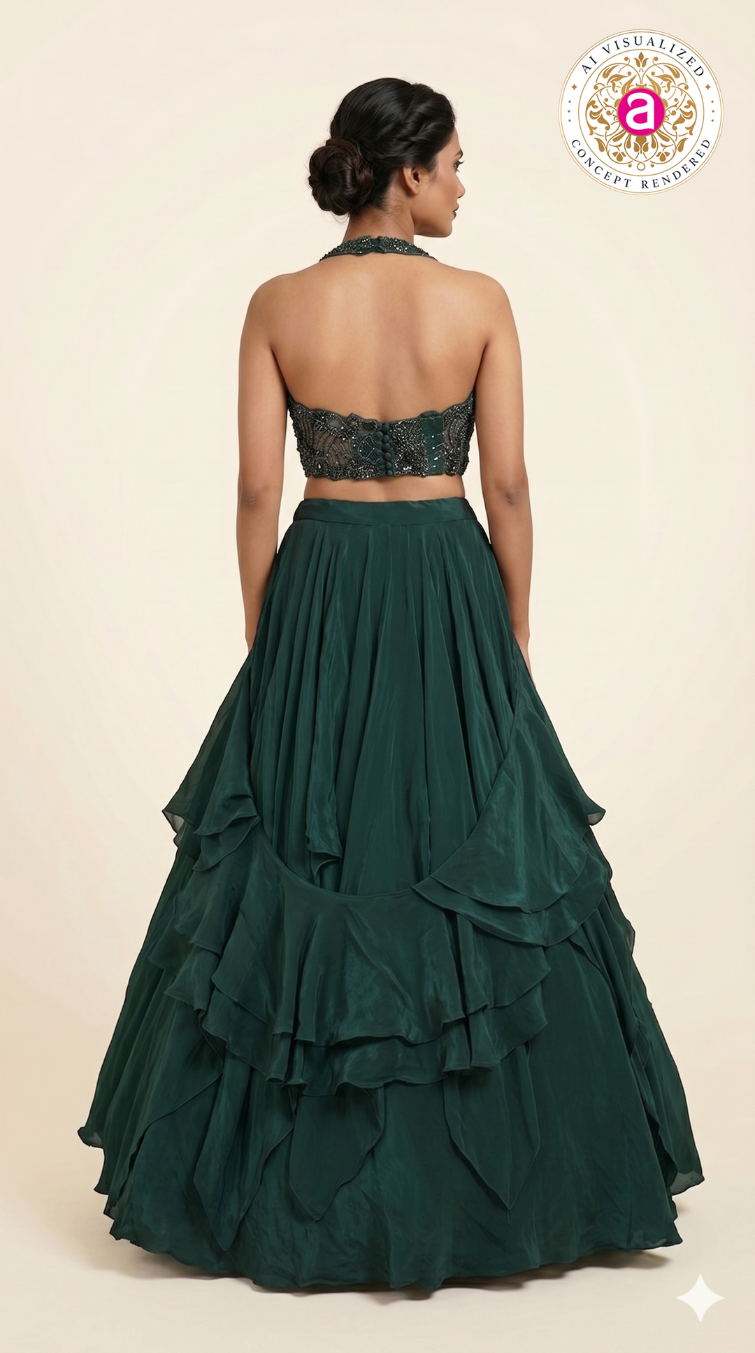 Emerald Green Designer Party Wear Lehenga Set