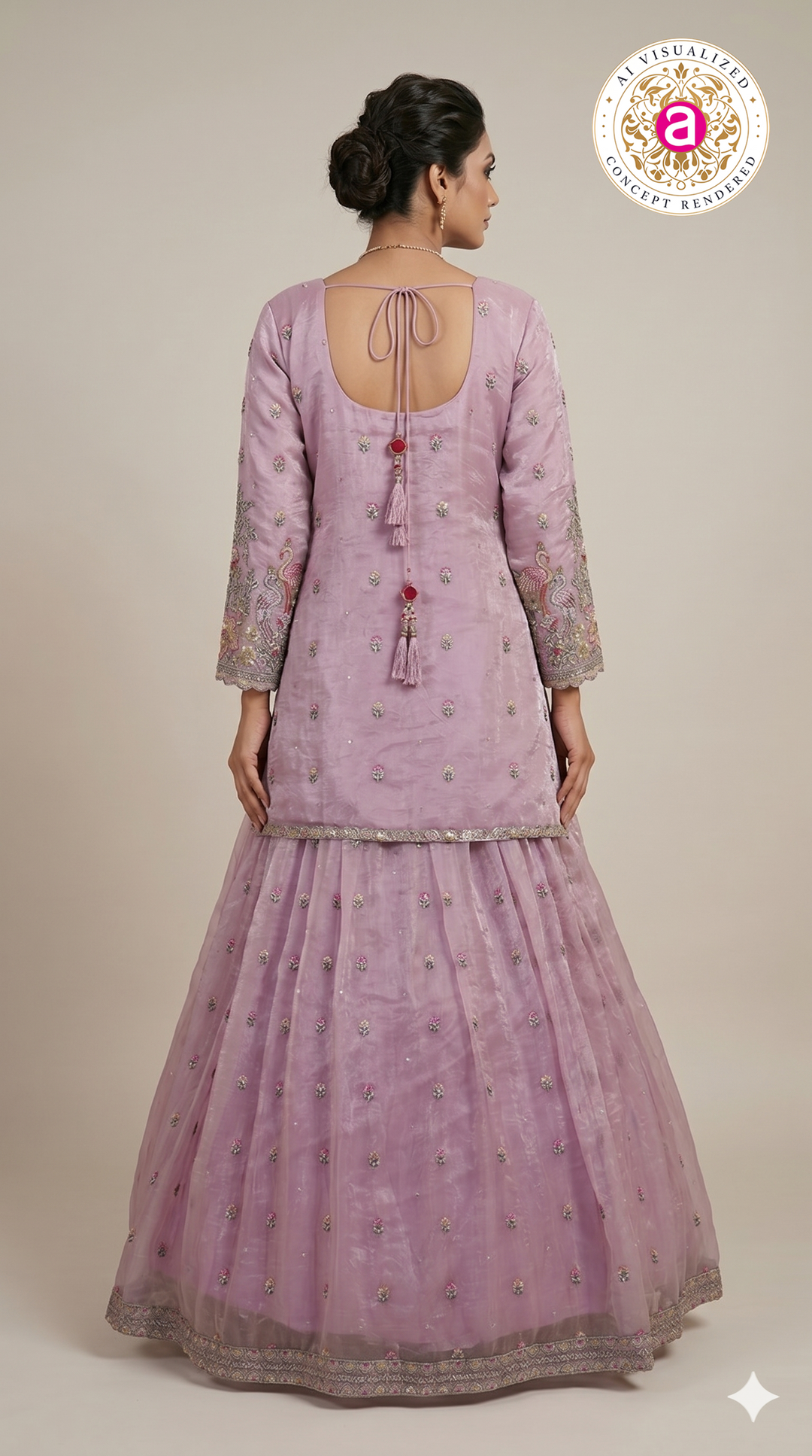 Blush Pink Embroidered Designer Kurta Sharara Set