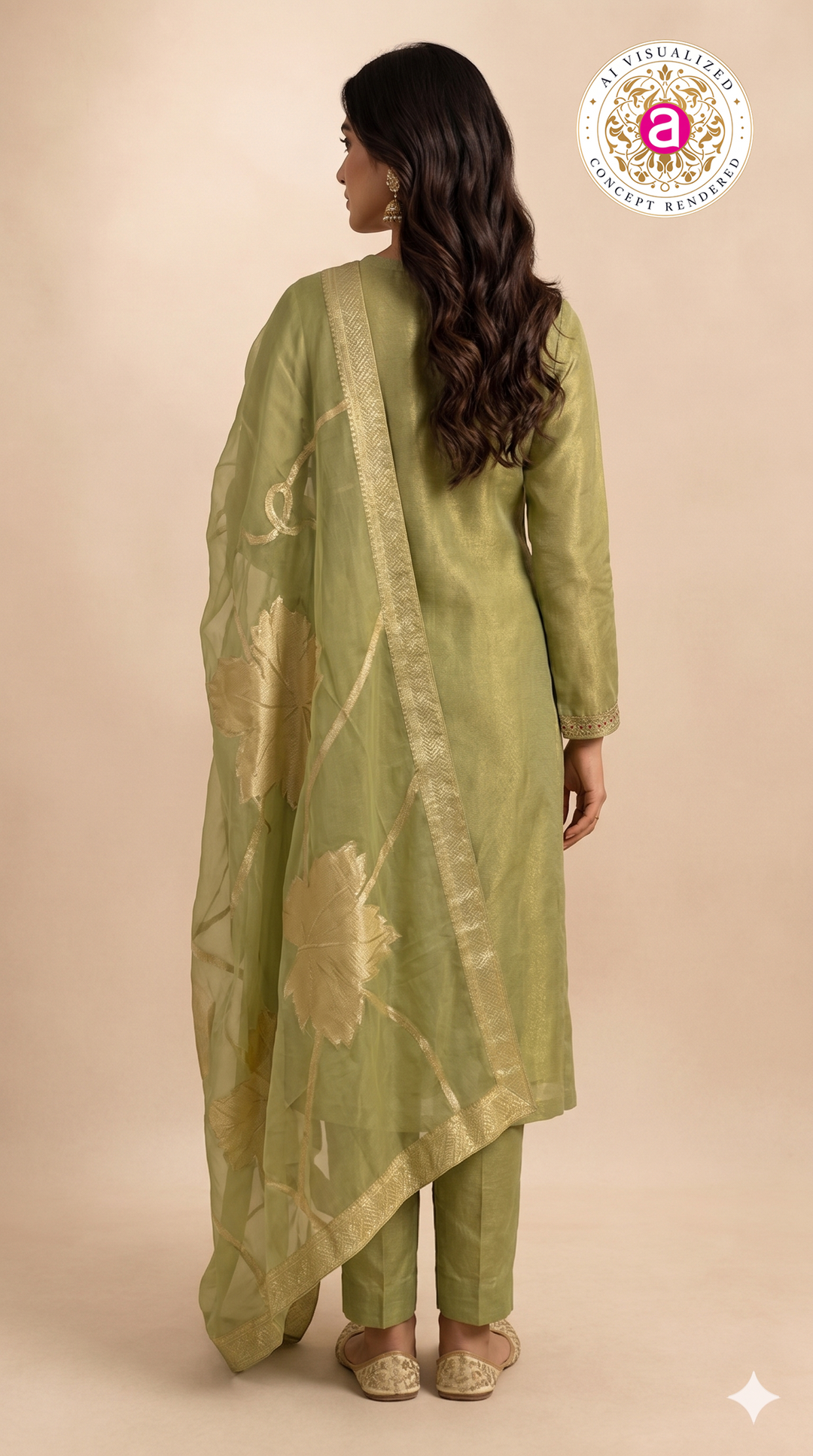 Sage Green Embroidered Straight Kurta Set with Dupatta