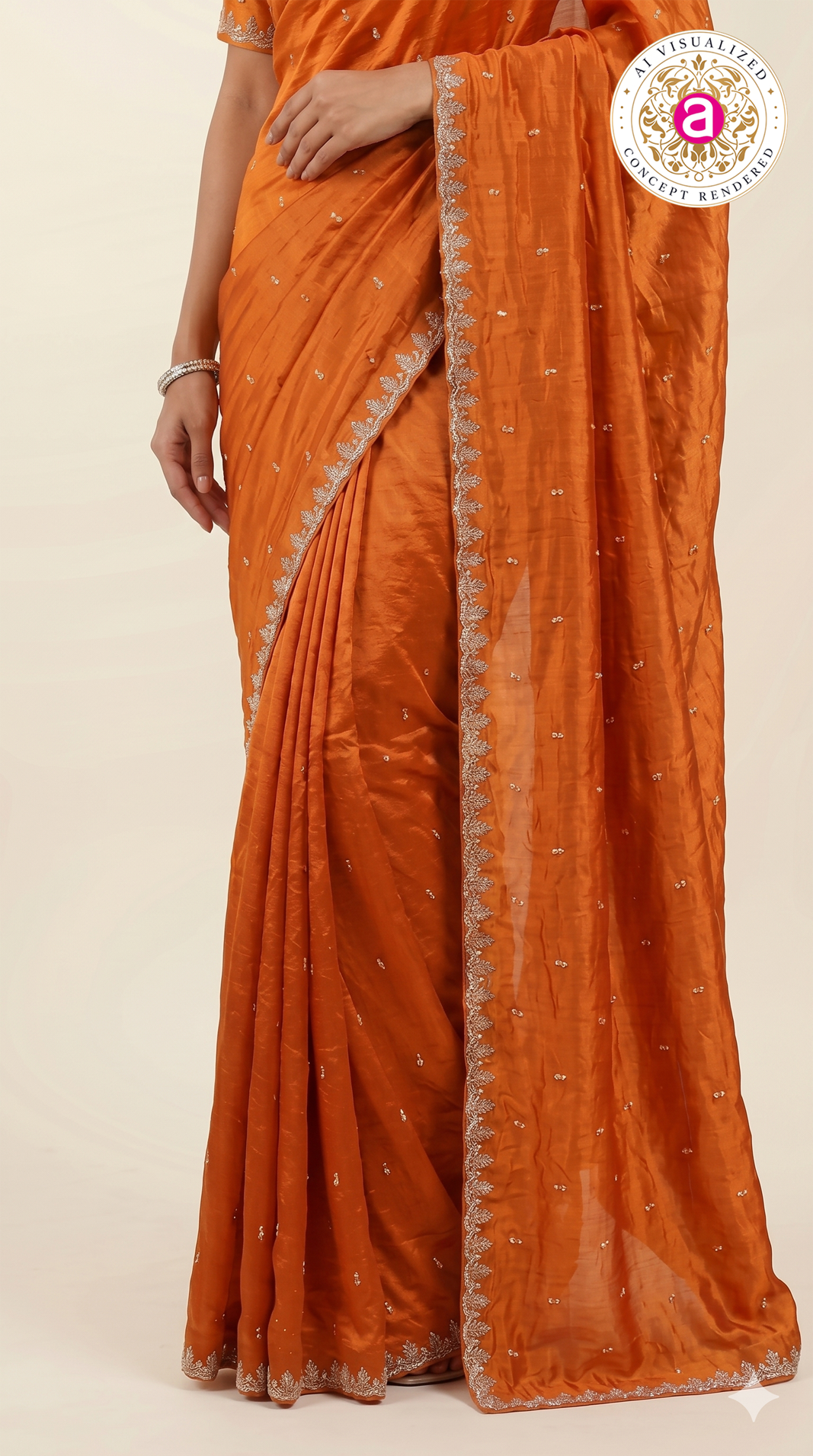 Orange Handwork Border Saree with Designer Blouse