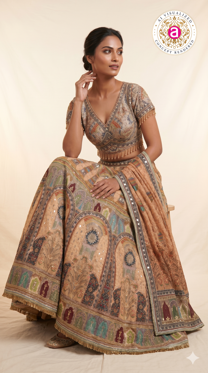 Heritage Palace Art Embroidered Designer Lehenga Set