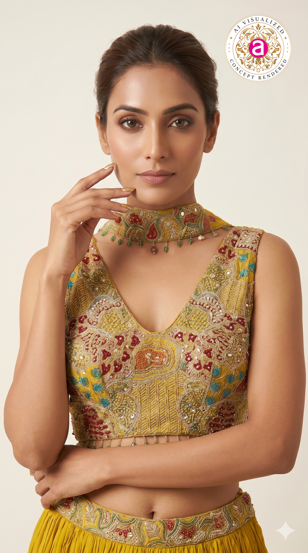 Sunshine Yellow Crushed Silk Festive Lehenga Set