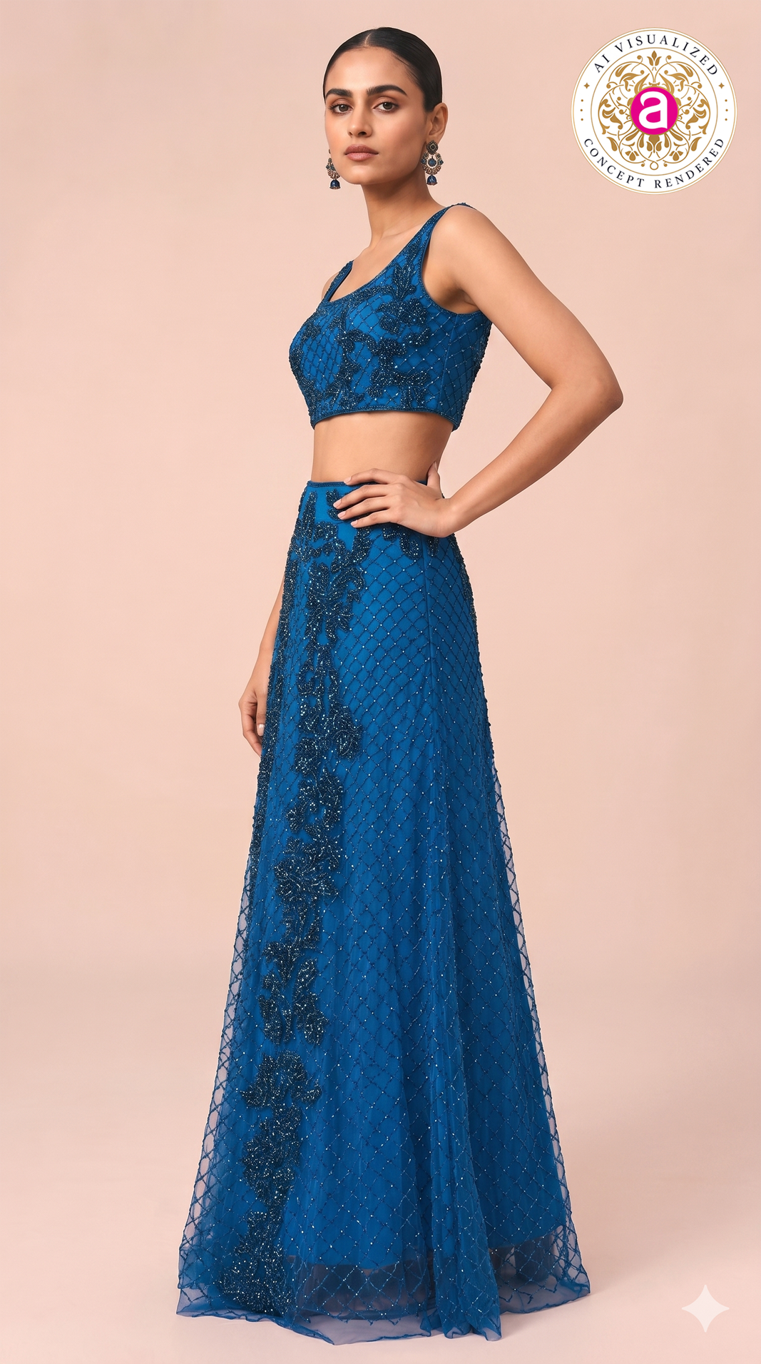 Royal Blue Embellished Designer Lehenga Set