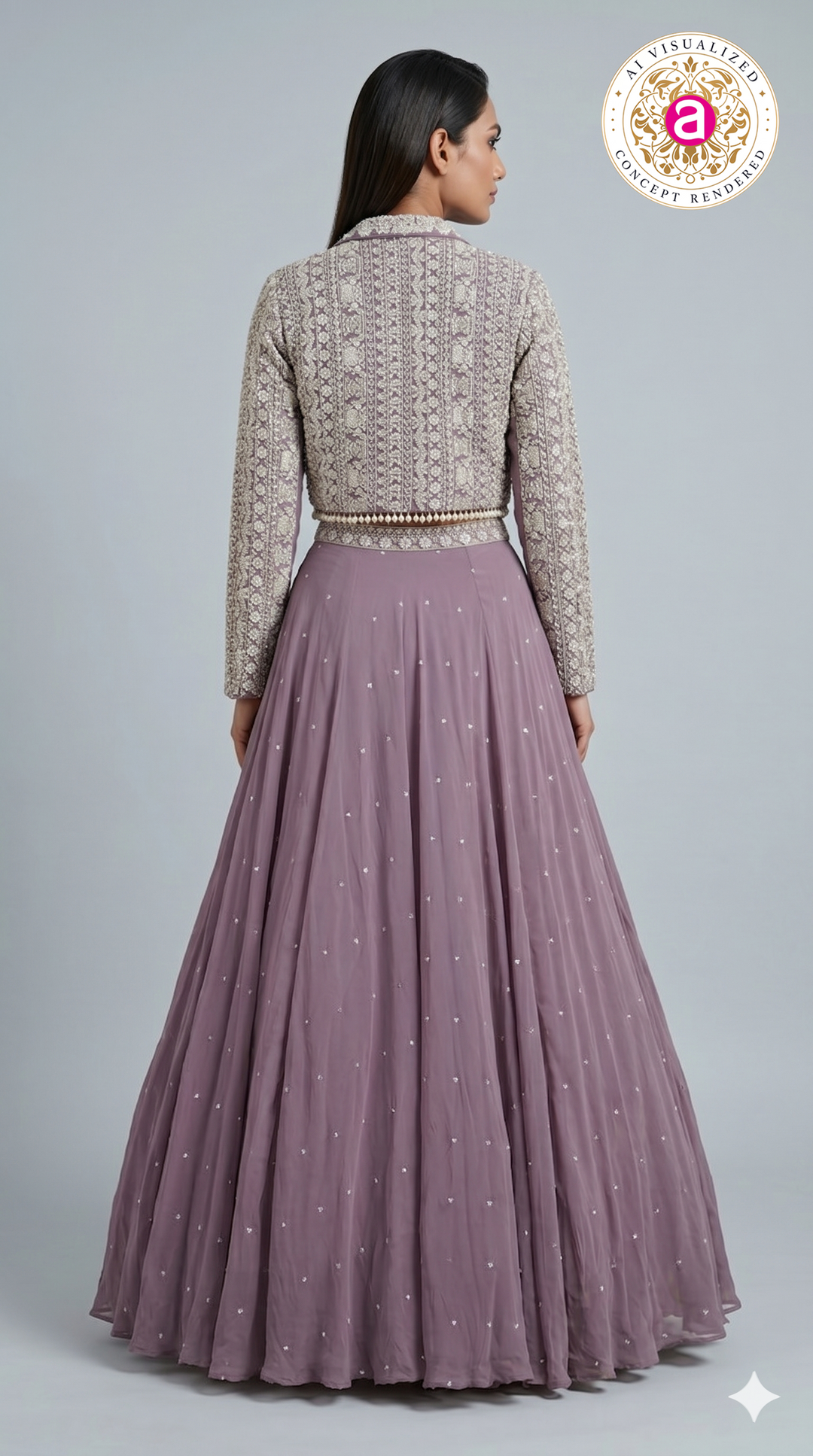 Dusty Lavender Designer Party Wear Lehenga Set with Jacket