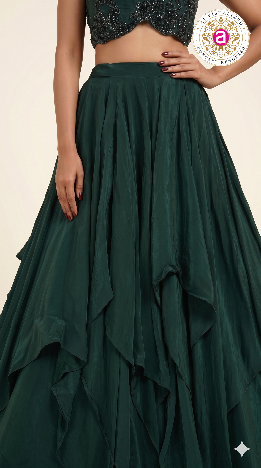 Emerald Green Designer Party Wear Lehenga Set