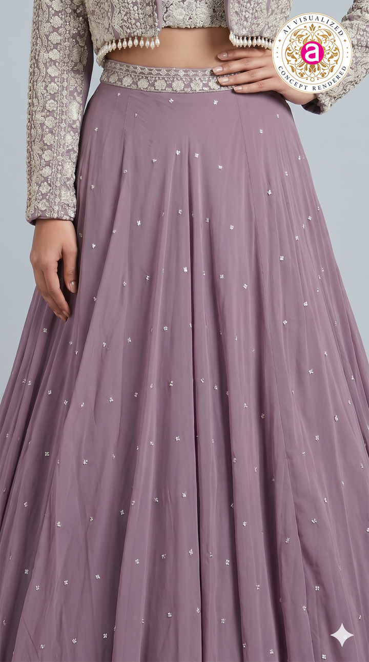 Dusty Lavender Designer Party Wear Lehenga Set with Jacket