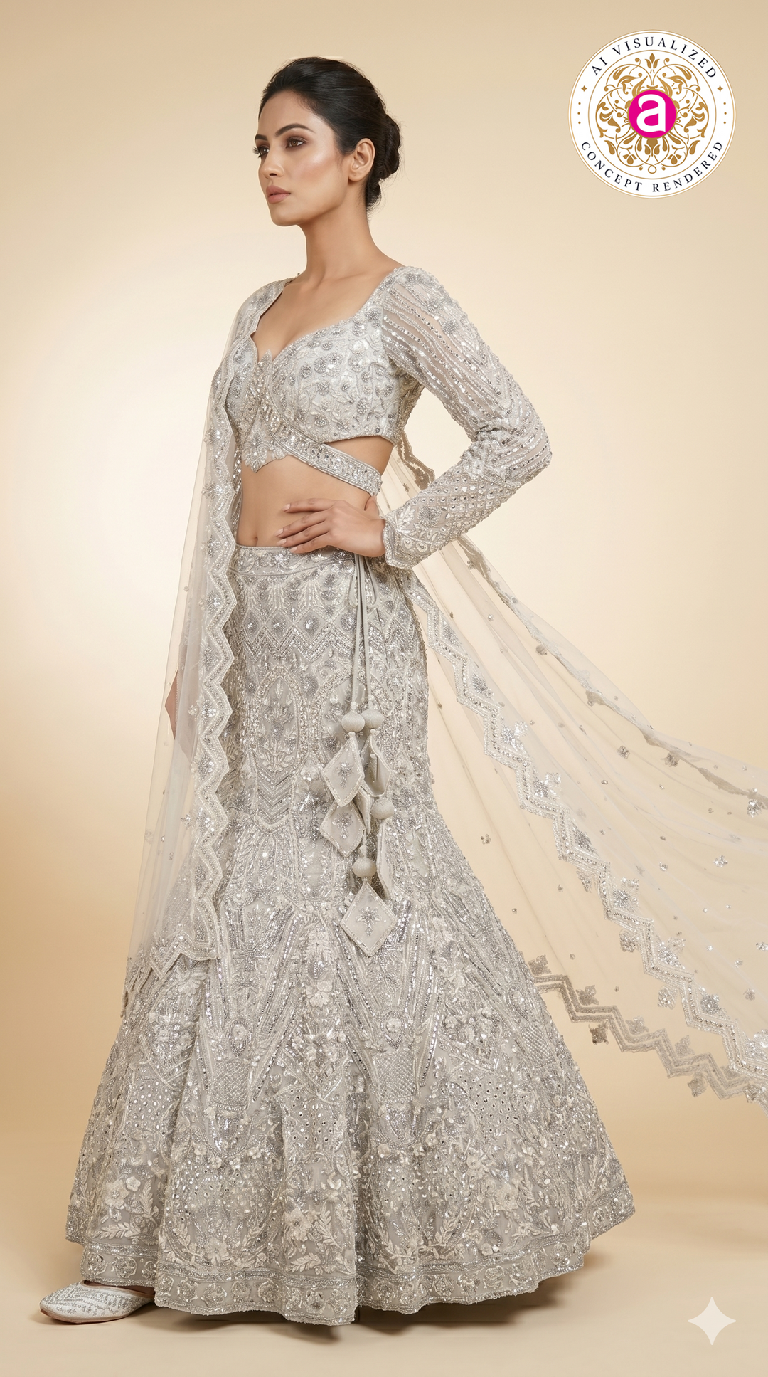 Ivory White Heavy Embroidered Designer Lehenga Set