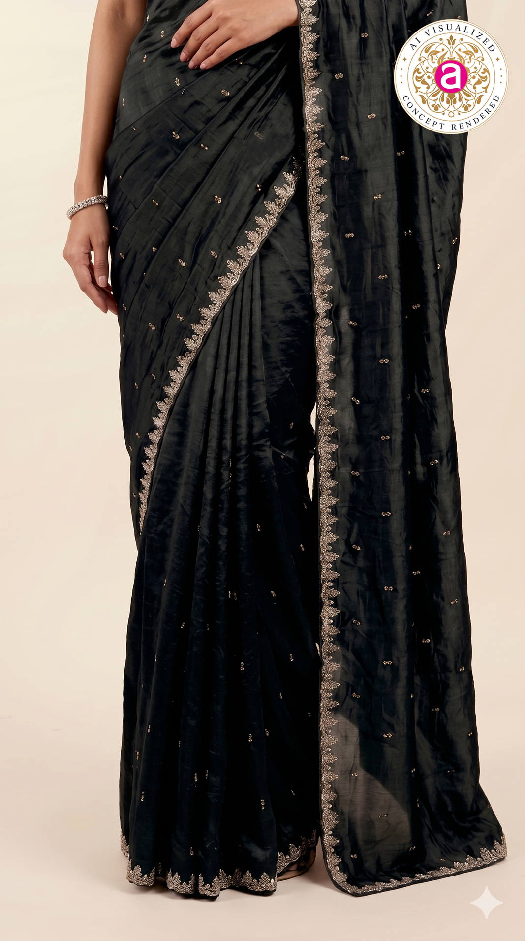 Black Handwork Saree with Designer Blouse