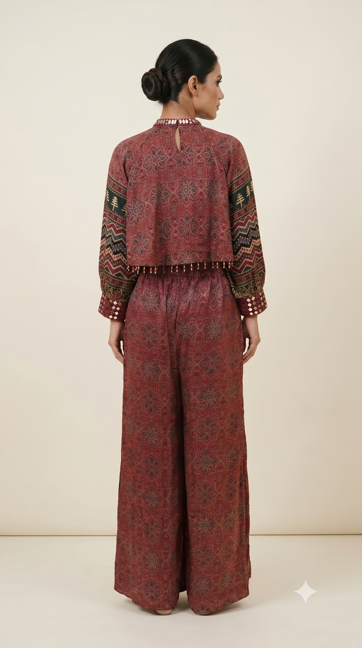 Rust Red Heritage Printed Co-Ord Palazzo Set