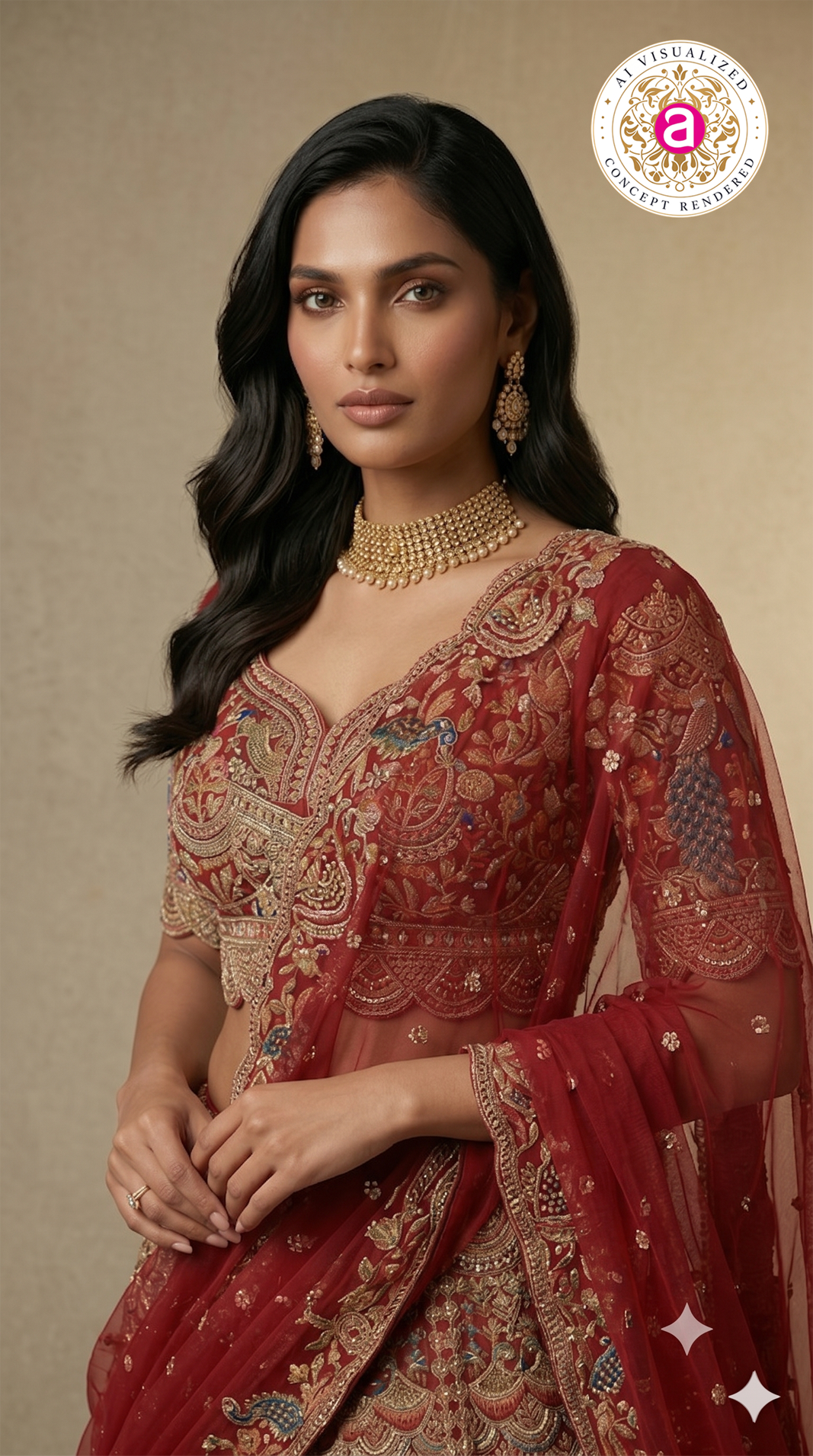 Royal Ruby Red Bridal Lehenga Set with Peacock Motifs & Heritage Zardozi Embroidery