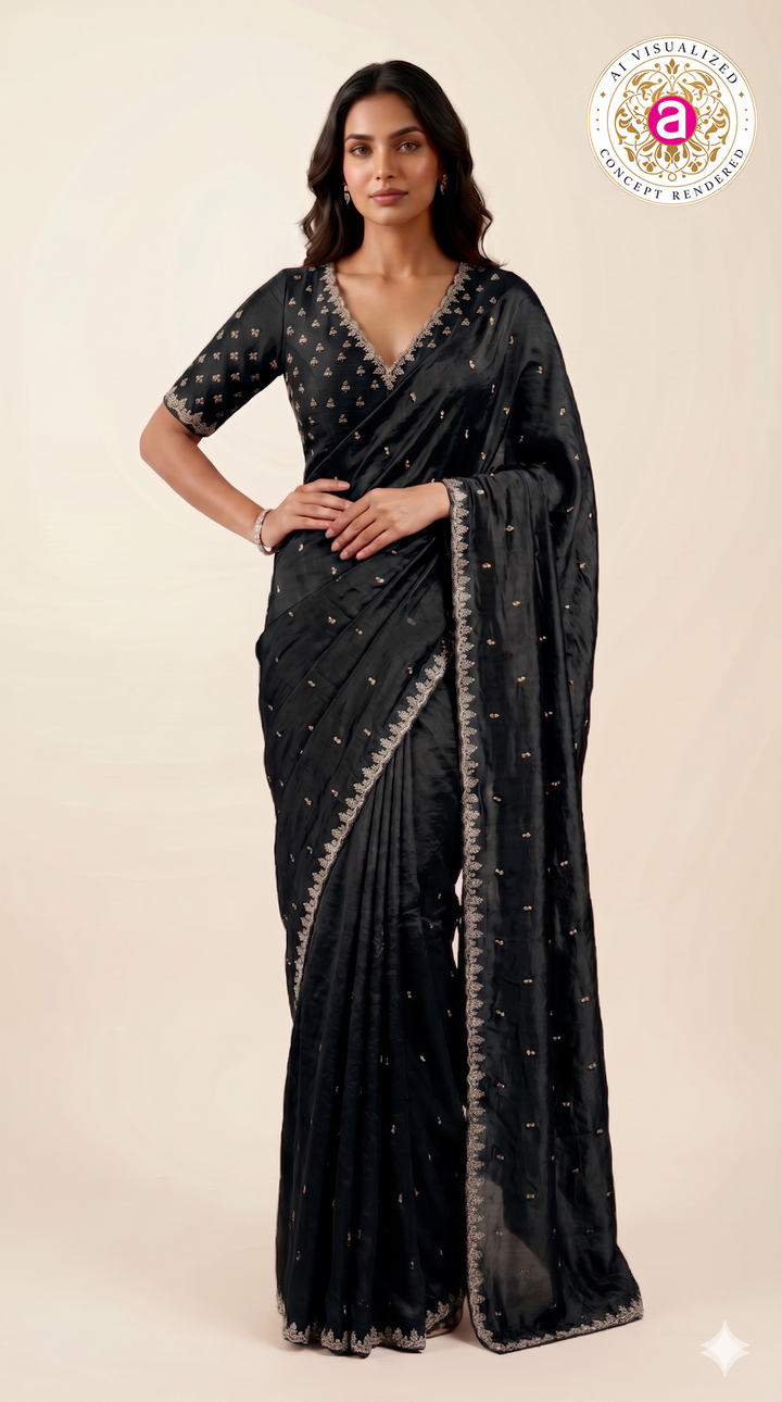 Black Handwork Saree with Designer Blouse