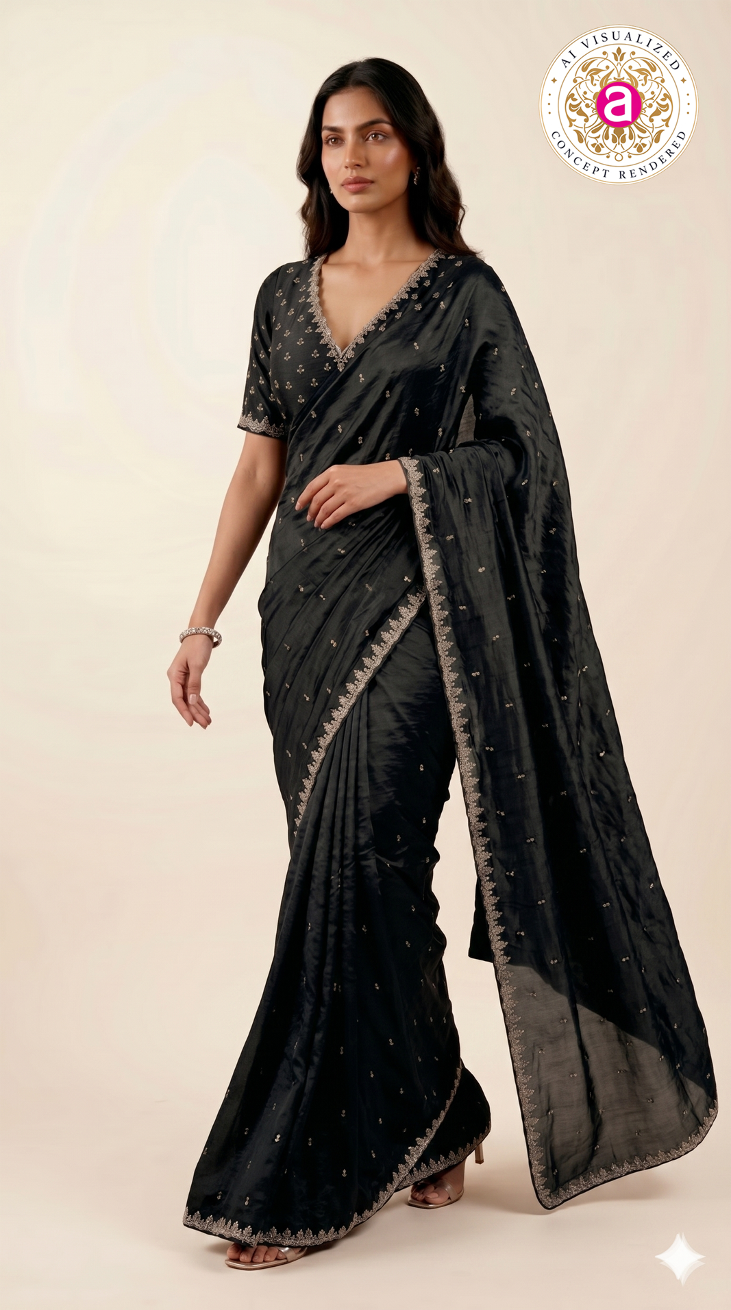 Black Handwork Saree with Designer Blouse