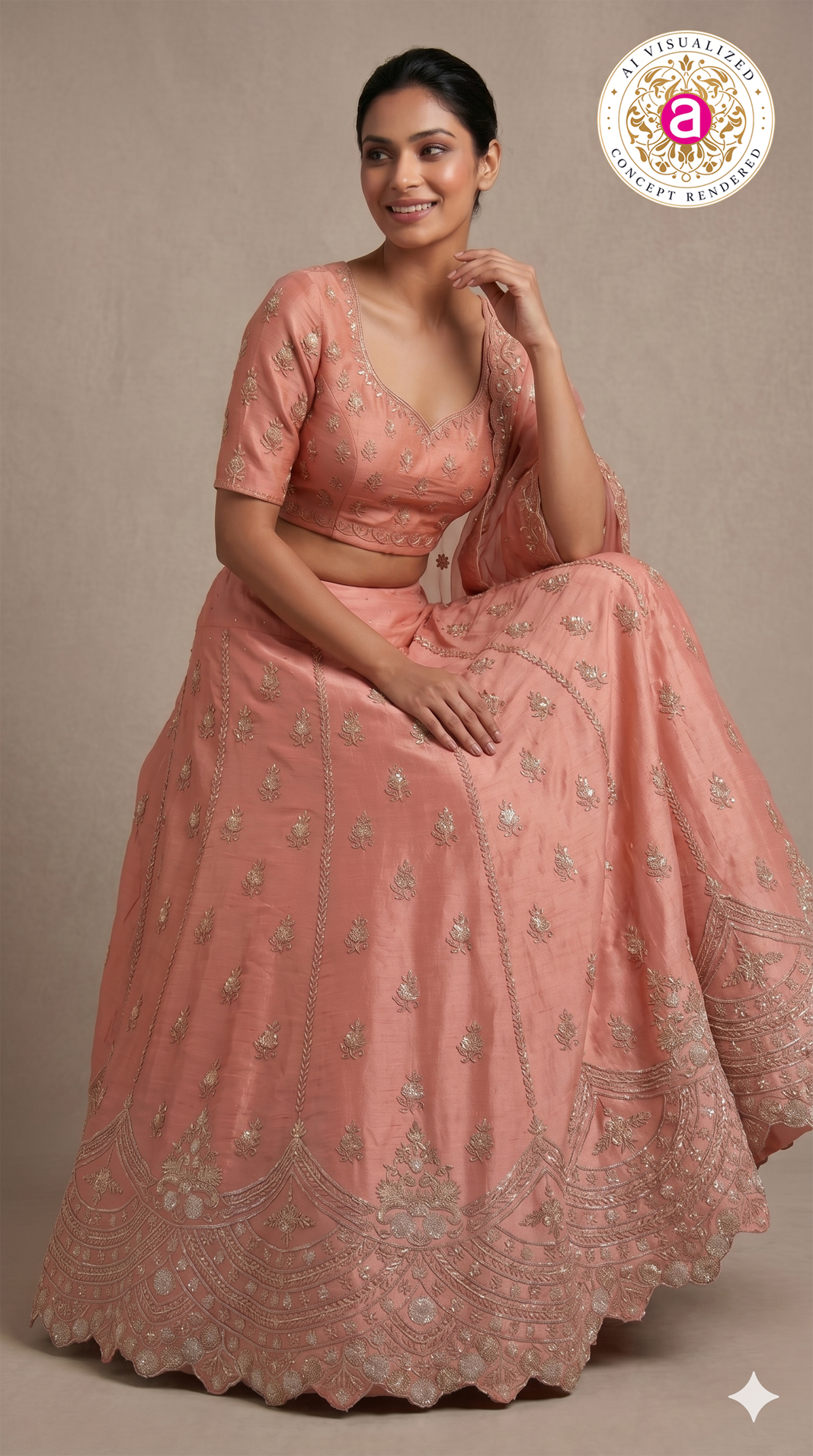 Blush Pink Embroidered Designer Lehenga Set with Organza Dupatta
