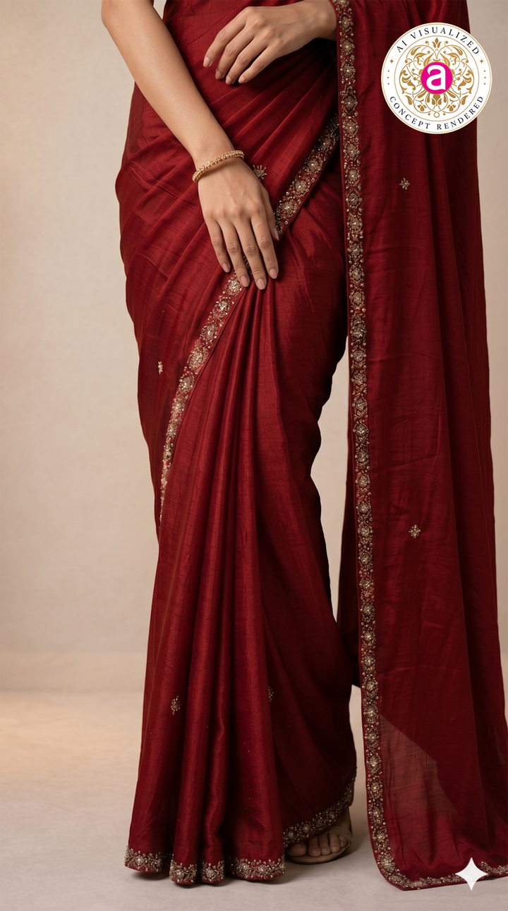 Red Handwork Saree with Designer Handwork Blouse