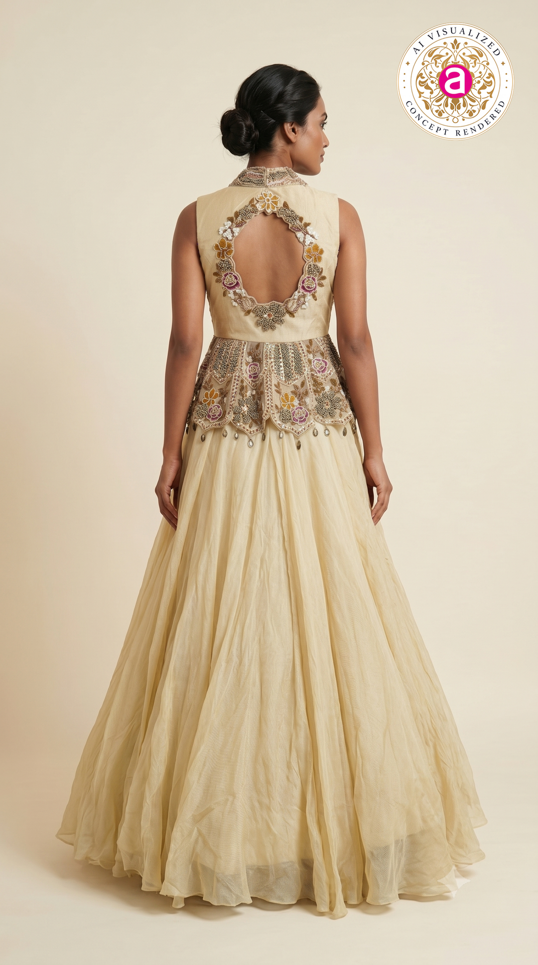 Ivory Floral Embroidered Designer Lehenga Set